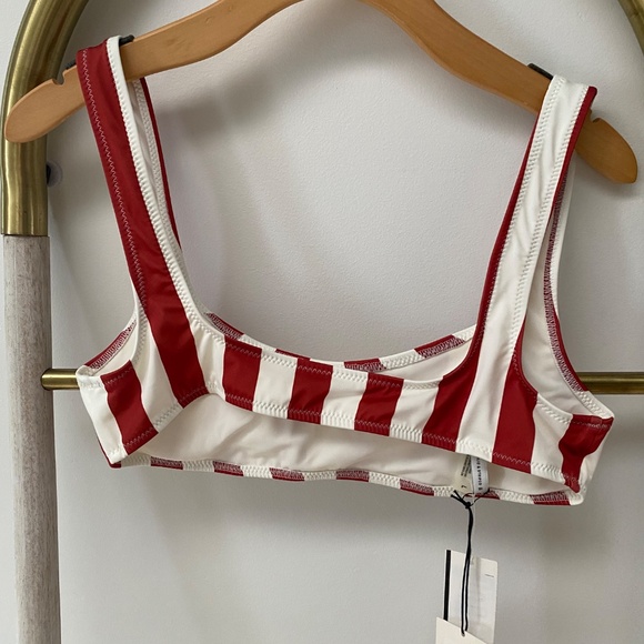 NWT Solid & Striped Women's The Ellie Bikini Top Riad Cream Rust Stripe L $158 - Picture 6 of 8